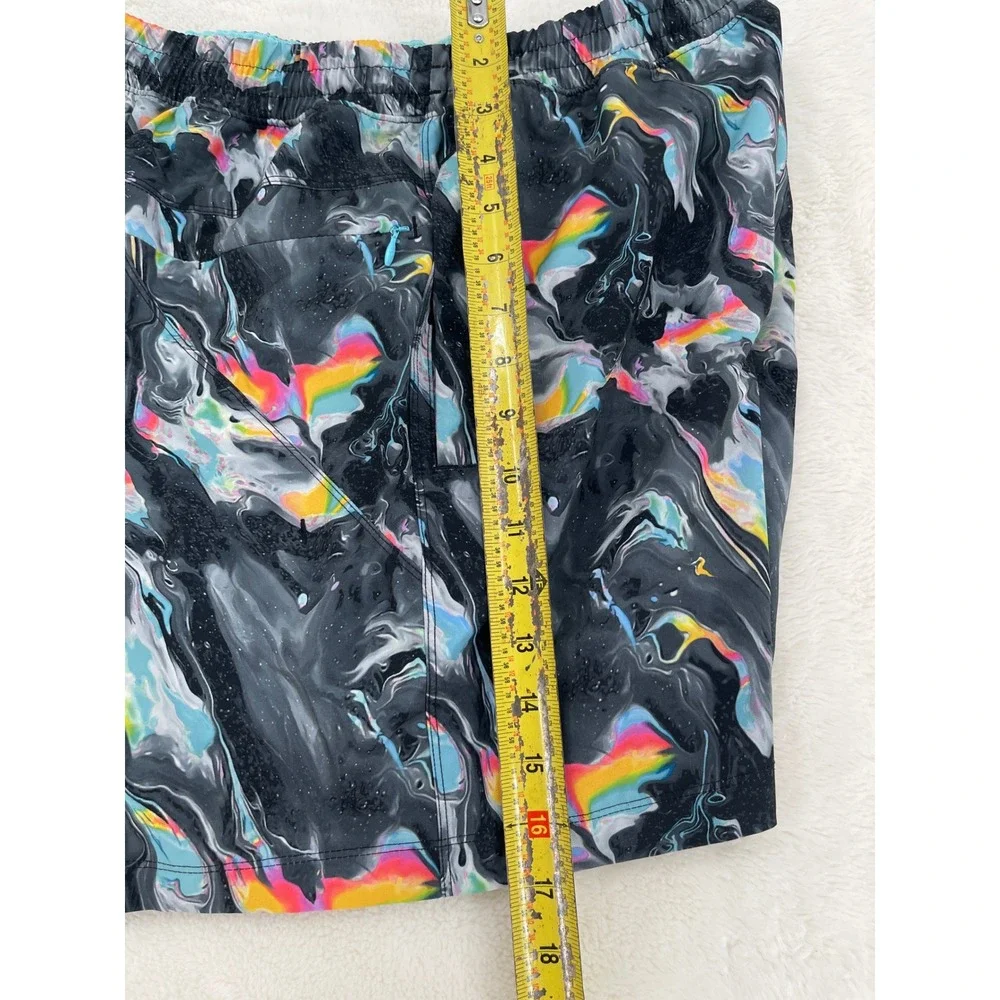 Birddogs Boom Gym Shorts Mens XL Grey Rainbow Marble Psychedelic Lined 6 Inseam